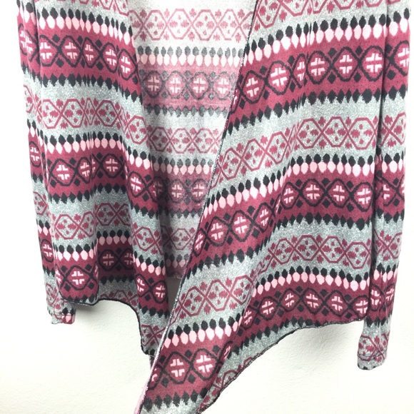 Aztec Boho Fall Cardigan Sweater Pink Tunic Long Sleeve Mauve Christmas - Picture 4 of 5